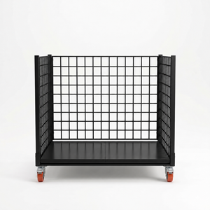 Carro de malla de acero NEWTEK con plataforma de base sólida, ruedas con freno y diseño apilable para almacenes industriales - Product Image 2