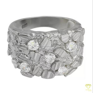 Lab Grown Diamond Cluster Statement <b>Ring</b> for Men White <b>Gold</b> Iced Out Round Cut Luxury Hip Hop <b>Cocktail</b> <b>Ring</b> - Product Image 2