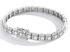 Bracelet tennis en argent sterling 925 avec moissanite, plaqué platine et or, entièrement pavé de moissanites taille brillant rond, idéal pour les occasions d'anniversaire - Product Image 3