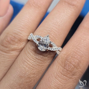 1CT Pear Shape Lab Grown Diamond Engagement <b>Ring</b> IGI Certified <b>Split</b> Pave Twist Band 10K White Gold - Product Image 5