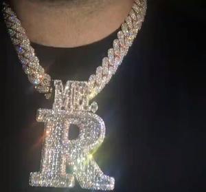 Pendentif personnalisé lettre « R », Pendentif lettre alphabet glacé, Pendentif Hip Hop, Pendentif initiales, Pendentif lettre sur mesure - Product Image 2