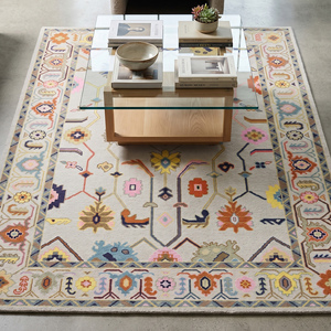 Alfombra de Lana Premium de Pelo Plano Multicolor Nudada a Mano, Grosor Medio, Diseño Floral Clásico Oushak, Duradera - Product Image 4