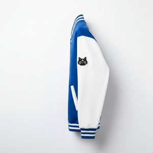 Chaqueta Varsity Azul para Hombre Directwise con Bordado del Número 7 y Parche de Rosa, Estilo Preppy para Otoño - Product Image 2