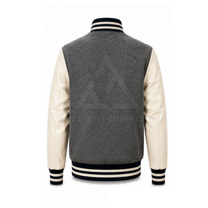 Veste à patchs brodés pour hommes en mélange de laine avec boutons-pression, style décontracté, vêtement d'extérieur tendance, vente en gros personnalisée, directement de l'usine - Product Image 3
