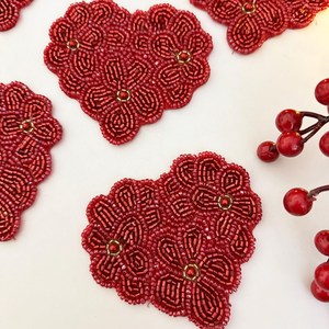 Affordable <b>Beaded</b> Table <b>Coasters</b> with Intricate Embroidery Work for Home Entertaining, Party Serving, Dining Decor - Product Image 1