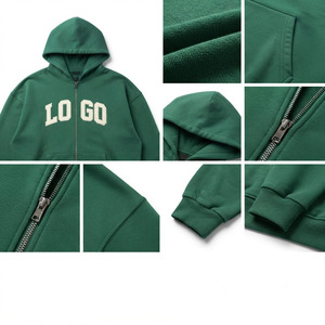 Wholesale Custom Men <b>Zip</b> Up Hoodie Heavyweight <b>Hooded</b> Jacket Custom Logo Streetwear Hoodie OEM ODM Factory - Product Image 3