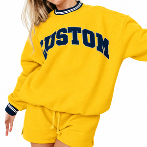 Custom Logo Ivy League Style Varsity Sweatshirt 360GSM Heavyweight Fleece Vintage College Mockneck Oversized Pullover <b>Tops</b> - Product Image 1