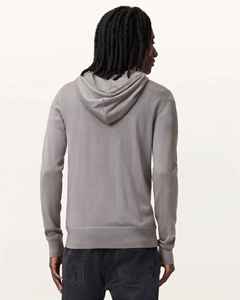 Sweat-shirt à capuche zippé gris pour homme, coupe classique, en coton tricoté, décontracté, pour l'automne, couleur unie, poche avant, manches longues - Product Image 3