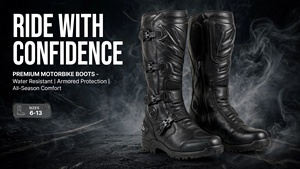 Men's Motorcycle <b>Shoes</b> Ankle Motorbike <b>Waterproof</b> Leather Racing Boots Non Slip Sole Motocross Long <b>Shoes</b> <b>Waterproof</b> - Product Image 4
