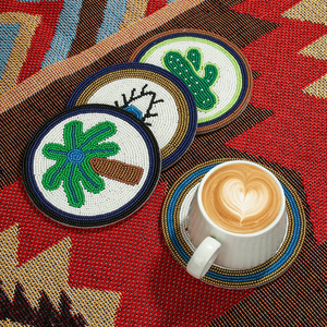 Boho Chic Festive Decorative <b>Bead</b> Cocktail <b>Coasters</b> Waterproof Table Decor for Housewarming Gifts - Product Image 2