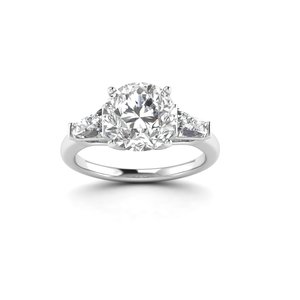Bague AJRETAIL en or blanc sertie de diamants de laboratoire taillés de 3,55 carats, monture pavée à trois pierres, couleur G, clarté VS1, certifiée IGI - Product Image 1