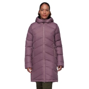 Veste d'hiver longue matelassée en tissu teint avec capuche, manches longues, fermeture éclair, couleur unie, extérieur en polyester, épaisse et chaude - Product Image 2