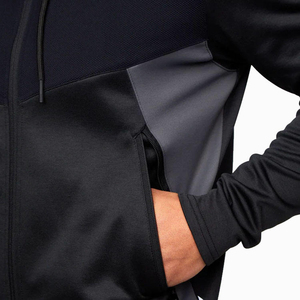 Conjunto de Sudadera Unisex Negra con Cierre de Cremallera, Manga Larga, Patrón Geométrico, Ropa Deportiva Casual, Bolsillos Laterales, Corte Holgado - Product Image 6