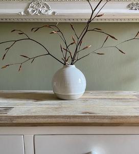 Sofisticado Florero de Cerámica con Acabado Brillante en Color Marfil, Forma Redonda Moderna, Perfecto para Decoración Elegante del Hogar - Product Image 3