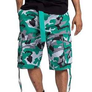 Men Camouflage Cargo Shorts Mid Waist Multi Pocket Breathable Casual Bermuda Style Printed Polyester Fabric - Product Image 5