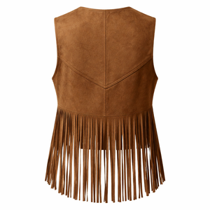 Chaleco Hippie con Flecos Marrones al por Mayor para Mujer - Diseño Personalizado Disponible Directamente del Fabricante - Product Image 2