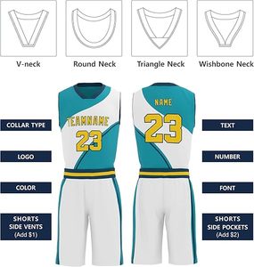 Nouveaux ensembles d'uniformes de basketball personnalisés pour adultes, étudiants et enfants – Design américain à épaules étroites pour les matchs et l'entraînement – Maillots d'équipe - Product Image 3