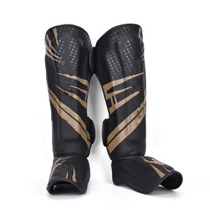 Protector de espinilla de microfibra negro con logo personalizado, económico, para Muay Thai, para protección en kickboxing y boxeo. - Product Image 6