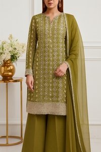 Robe traditionnelle élégante pour femmes, en soie Farshi, Salwar Kameez, avec broderie perlée, pour les occasions de mariage, produit très vendu - Product Image 6