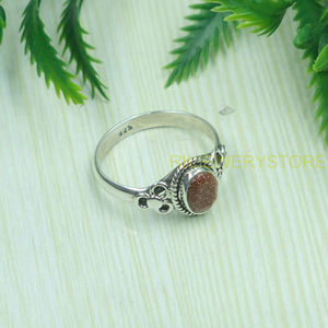 Sun Sitara <b>Ring</b> Pure 925 Sterling <b>Silver</b> <b>Ring</b> <b>Statement</b> Brown Stone Handmade Design <b>Ring</b> Christmas Gift Jewelry for Wife Women - Product Image 2