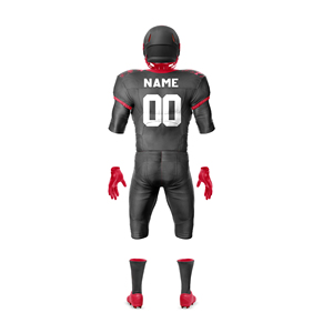 Ensemble d'uniformes de football américain personnalisés pour hommes, maillot noir et vert, short, casque, gants, chaussettes, 100% polyester, impression numérique, grande taille - Product Image 4