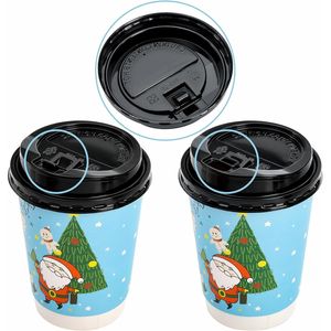 Confezione da 80 Bicchieri di Carta Natalizi Usa e Getta da 350 ml con Coperchi, 4 Stili per Feste, Bicchieri da Asporto Festivi per Caffè di Natale - Product Image 2