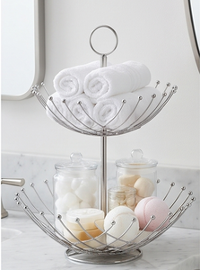 Cesta de Almacenamiento de Metal de 2 Niveles, Diseño Circular Moderno, para Organizar la Cocina, Elegante Adorno de Mesa - Product Image 4