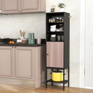 57-Inch 1-Door and 4-Shelves Bathroom Tall Cabinet Narrow <b>Storage</b> <b>Unit</b> for <b>Kitchen</b> Organization - Product Image 1