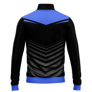 <b>Mens</b> <b>Black</b> Royal Blue Chevron Quarter Zip <b>Sweatshirt</b> Soccer Training Top Football Tracksuit Pullover Long Sleeve 1/4 Zip Top - Product Image 2