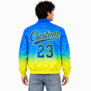 Veste universitaire en PU à dégradé personnalisé pour homme, style streetwear, col rabattu, broderie logo avant, printemps - Product Image 4