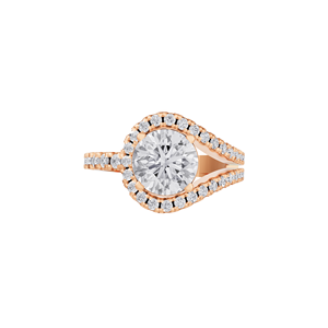 Bague de fiançailles et d'anniversaire Aarinya Sovereign Teardrop Suite en or 14 carats avec diamant de laboratoire certifié IGI et halo pavé solitaire - Product Image 3