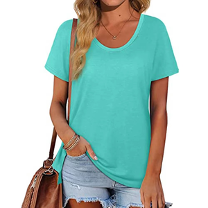 Women's <b>V</b>-<b>Neck</b> Short Sleeve Loose Fit Solid Color Cotton Jersey Casual <b>T</b>-<b>Shirt</b> Spring Summer Breathable Knitted Top - Product Image 5