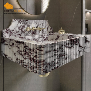 Évier de salle de bain en marbre naturel Calacatta Viola Lavabo en marbre pour maison d'hôtel - Product Image 5