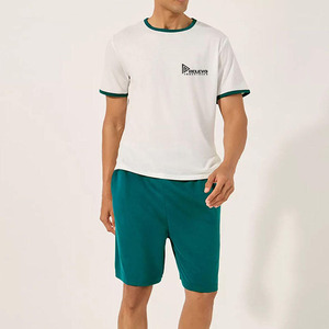 Ensemble T-shirt et short en coton pour homme Relevo, coupe ample, séchage rapide, tenue décontractée d'été, tissu respirant tricoté - Product Image 1