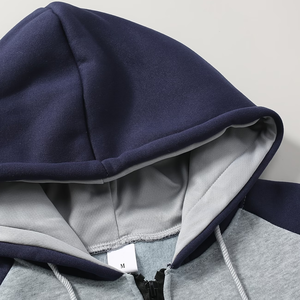 Sudadera con Capucha para Hombre, Más Vendida, con Cierre, 100% Algodón, Manga Raglán, Color Sólido, Informal, para Otoño, Gris, Azul Marino, Felpa Francesa, Corte Regular - Product Image 6