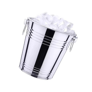 Premium Stainless Steel Ice Bucket With Dual Handles Tapered Metal Beverage Tub Durable <b>Utility</b> Pail & Modern Indoor Planter - Product Image 2
