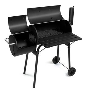 Grill a Carbone a Barile Resistente con Affumicatore Laterale, Griglia Affumicatrice per Esterni Interamente in Metallo con Tavolino Laterale e Ruote per Giardino e Patio - Product Image 2