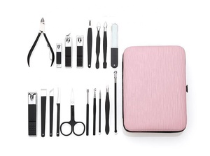 Hot Selling Custom <b>Manicure</b> Pedicure <b>Kit</b> 5 1 Durable Stainless Steel Nail Clipper Scissor File Portable Luxurious Style Bag - Product Image 2