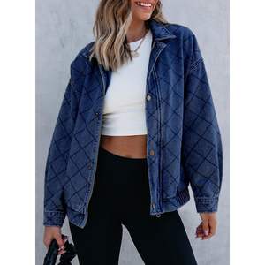 2025 chaqueta vaquera de gran tamaño Zimbaplatinum para mujer, abrigo vaquero de manga larga con trajes de Primavera de moda para 2025 - Product Image 1