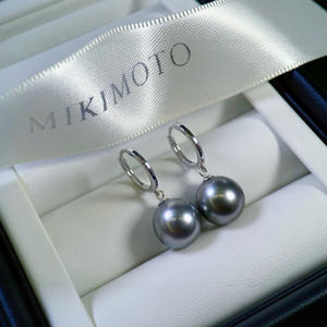 Boucles d'oreilles en argent sterling 925 avec perle naturelle, crochets d'oreille en forme de talons hauts, perle ronde de 12-11 mm, lumière fraîche, défauts mineurs, défauts avant impeccables - Product Image 4