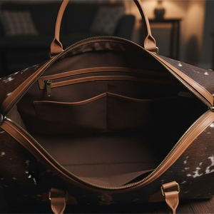 Bolsa de Viaje de Cuero Vacuno con Cierre de Cremallera, Diseño Resistente - Product Image 2
