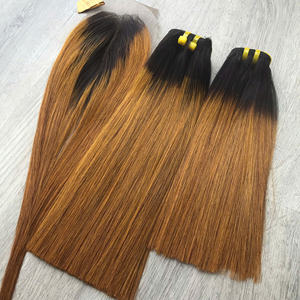 Precio de fábrica 100% Raw Virgin Vietnamita Trama humana Encaje Peluca Hueso Recto Ombre Color amarillo Super Doble Extensiones de cabello dibujado - Product Image 1