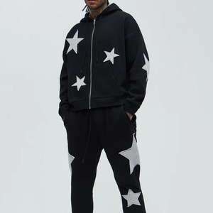 Conjunto Deportivo Holgado Personalizado para Hombres y Niños, de Algodón de Alta Calidad, con Sudadera con Cremallera y Pantalones Acampanados - Product Image 5