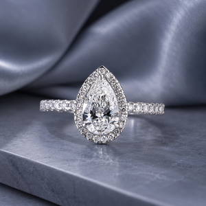Anillo de Diamante Cultivado en Laboratorio con Corte de Pera y Halo, Plata de Ley S925, Chapado en Oro Rosa, Joyería Personalizada OEM ODM para Mujer, Venta al Por Mayor - Product Image 1