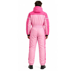 Combinaison de neige pour filles, couleur rose, à capuche, imperméable, longue, avec poches latérales, style décontracté - Product Image 5