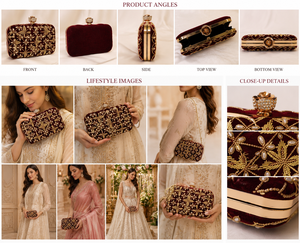 Luxury Silk Hand Embroidered Bridal <b>Wedding</b> Evening <b>Clutch</b> Designer Evening Party Bag Crys - Product Image 3