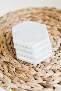 Coastal Style Luxury Eco-Friendly Round Marble <b>Coasters</b> Natural Stone <b>Table</b> Decor - Product Image 3