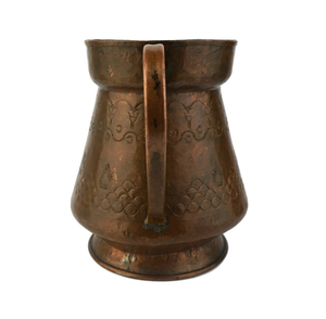 Pichet à eau vintage en cuivre martelé avec poignée et motif floral de vigne gravé, artisanat brun, vente en gros d'articles de boisson en cuivre - Product Image 6