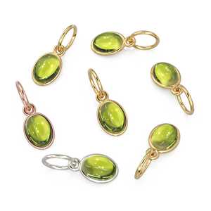 Colgante de Oro Sólido con Cabujón Ovalado de Peridoto Verde / Colgante de Oro Hecho a Mano con Gema de Olivino Verde / 1 Pieza de Joyería de Oro Amarillo de 14k - Product Image 3