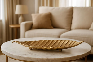 Leaf Shaped Metal <b>Decorative</b> <b>Plate</b> Handmade Modern Plant Pattern Gold Finish - Product Image 6